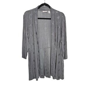 Susan Graver‎ Sage Sequin Design Open Front Cardigan Size 2X Holiday Party